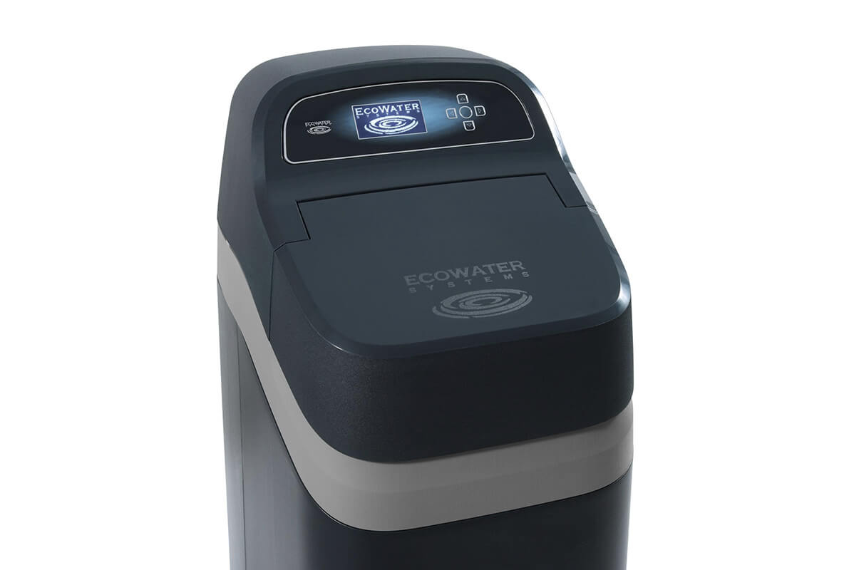 A black Ecowater softener